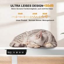 Höhenverstellbarer Schreibtisch 160x70 cm mit USB-Buchse und Haken, Elektrisch Verstellbarer Computertisch, Steh-Sitztisch Stehpult Stehschreibtisch Weiß