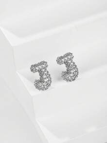 1 对泡泡首字母耳钉精致泡泡方晶锆石 26 个字母 A-Z 个性化名字耳钉情人节珠宝生日礼物适合女士和女孩 - 耳環 - 查看 49