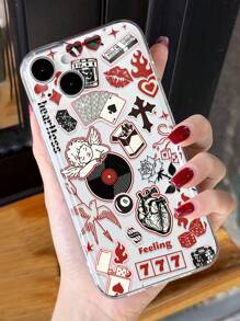 1 pieza Funda de teléfono suave y transparente con gráfico de arte vintage minimalista de ángel perforado, antideslizante, compatible con Samsung/Redmi/OPPO/Honor