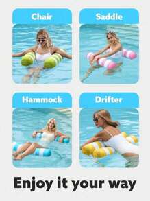 1 pezzo - Amaca gonfiabile a righe colorate per piscina, sedia a sdraio galleggiante, adatta per adulti, massimo comfort per feste in piscina e relax, accessori essenziali per feste in piscina | Sedia gonfiabile a righe | Galleggiante rilassante, galleggiante per piscina, accessori da spiaggia