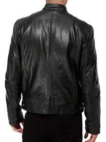 Men's Motorcycle Jacket, Urban Casual Stand Collar PU Leather Coat , Fall Winter