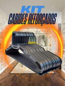 Kit Cabides Reforçados para Adulto – Alta Qualidade e Resistência para Closet e Armário - Preto - Visão 1