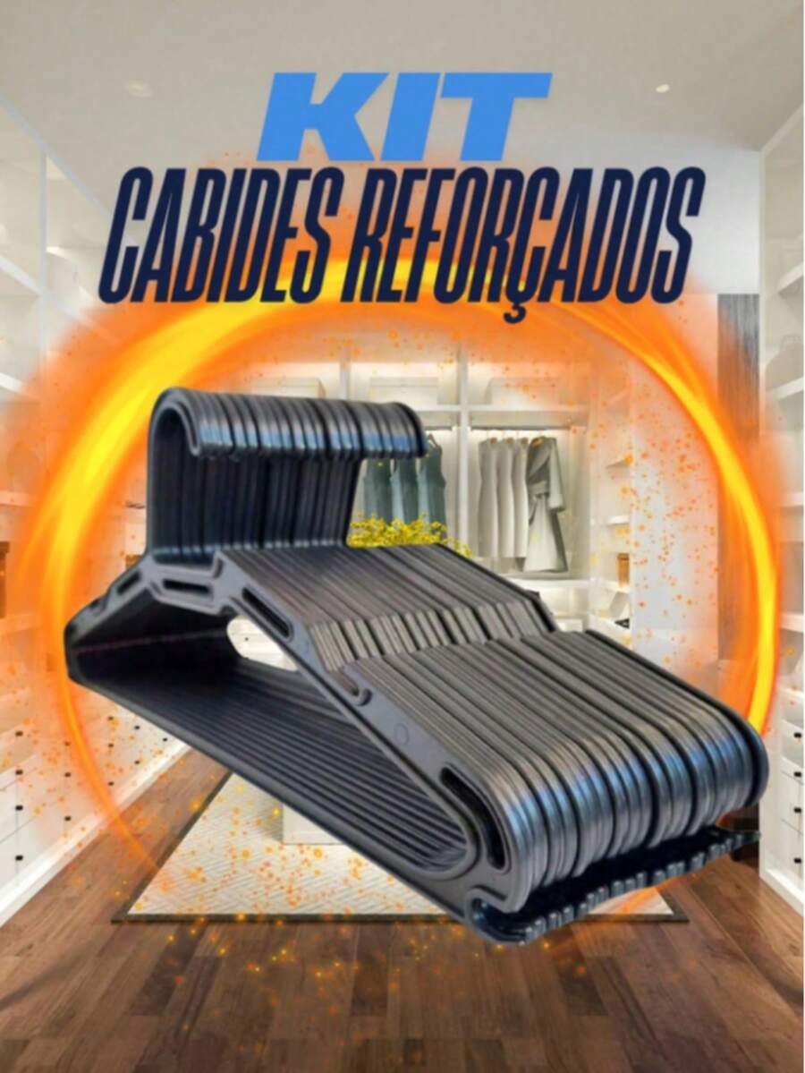 Kit Cabides Reforçados para Adulto – Alta Qualidade e Resistência para Closet e Armário - Preto - Visão 1
