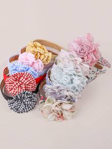 1 件女士格子面料花卉印花雪纺花朵宽头带，时尚甜美优雅百搭田园风格发饰，适合日常、派对、舞会、度假、发带、发箍、发饰 - 彩色 - 查看 8