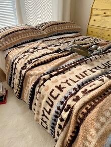 1pc Bohemian Style Double-Sided Printed Thickened Half-Fleece Knitted Blanket/Throw/Towel, Suitable For Office Nap/Sofa/Air Conditioning, Thick Hypoallergenic Knitted Blanket - Luxury Nordic Heart Pattern, Suitable For Bedroom And Sofa, Mixed Color, Multi-Purpose,Fall Decor,Autumn Decor,Room Decor - Coffee Brown - View 7