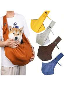 1pc Foldable Breathable Pet Carrier Bag, Large Capacity Pet Sling Bag