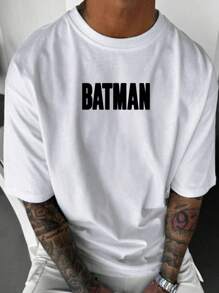 Warner Bros Batman, t-shirt da uomo in cotone a coste, abbigliamento sportivo da uomo in stile college per la primavera e l'estate, top da donna a maniche corte morbidi e traspiranti.