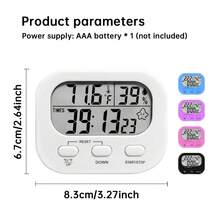 Timer With Temperature Display, Countdown Timer For Studying, Cooking, Kitchen Reminder, Time Management, Self-Discipline - Multicolor - View 2