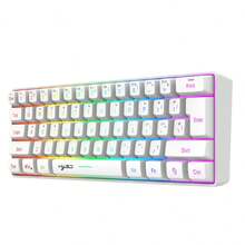 HXSJ 61 键 3 模式有线/无线超薄薄膜键盘，USB-C 可拆卸线缆，双色注塑键帽，RGB 背光，可充电，即插即用，适合游戏、办公和家庭使用