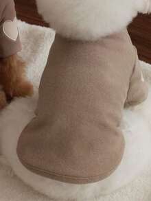 HUITAIYANG 1 件惠太阳冬季保暖宠物服装，可爱狗狗汗衫，心形刺绣猫连帽衫，适合中小型猫狗 - 棕色 - 查看 7