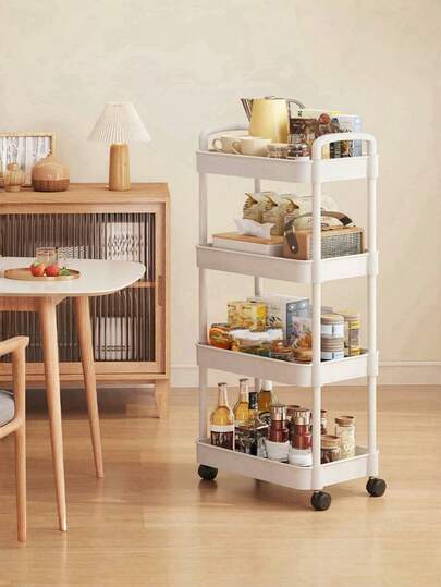 High-Quality, Swivel Wheel Practical Plastic Cart, Storage Rack, Kitchen Organizer Rack With Handle, Multi-Functional, Movable, Storage Cart, Suitable For Office, Living Room, Kitchen, Bathroom, Snacks And Toy Organizer, Movable Storage Rack With Wheels, Ideal For Home And Office Organization, Holiday Gift, Children's Gift