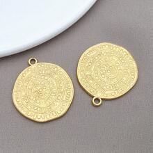 2pcs Stainless Steel Round Celestial Sun Moon Star Pendants Charm Metal Golden Charm Earring Dangle Charm Necklace Charm For DIY Jewelry Bracelet Making - Gold - View 12