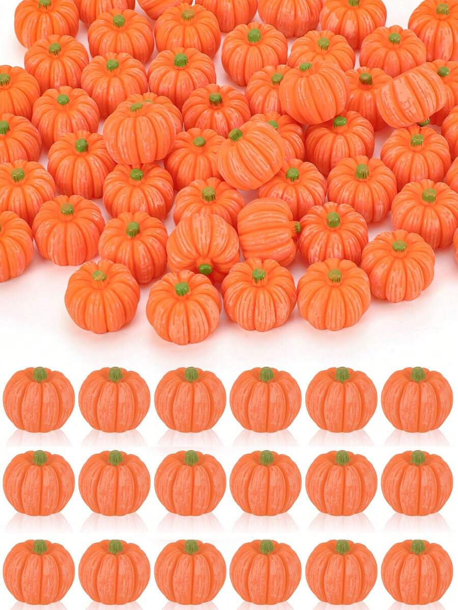 20 Pcs Classic Style Resin Pumpkins Mini Pumpkins Fake Pumpkins Artificial Pumpkins Thanksgiving Ornaments For Vase Filler DIY Crafts Fall Halloween Party Supplies Home Table Decorations