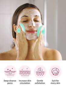 RANCAI 硅胶手动洗脸刷，柔软洗脸刷去角质，防水亲肤洁面刷，可去除黑头白头彩妆残留