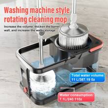 Spin Mop And Bucket Set With 3 Mop Pads, Household Rotating Floor Mop, Hands-Free Wash Stainless Steel Mop, Dust Removal Mop, Dry And Wet Use, Perfect For Home, Kitchen, Bathroom Floor, Cleaning Supplies, Cleaning Tool