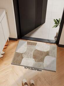 1pc Brown Printed Area Rug, Plush Fabric, Soft & Comfortable Touch, Easy Care, Water-Resistant, Anti-Slip Backing, Machine Washable, Suitable For Living Room, Bedroom, Kitchen, Dining Room, Office, Room Decor, And Doormat. Suitable For Spring, Summer, Autumn, And Winter. - Beige - View 8