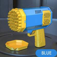 Handheld Fully Automatic Bubble Gun Toy Electric Gun Rocket Launcher Bubble Making Machine Kids Bubble Blower [Battery And Bubble Solution Not Included] - Blue - View 12