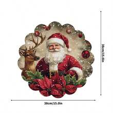 8pcs/6pcs/4pcs/1pc Holiday Christmas Placemat Set - Polyester Linen Round Placemats With Santa Claus & Reindeer Design, Christmas Floral Print, Non-Slip, Hand Washable, Suitable For Holiday Dining And Home Decor, Durable.