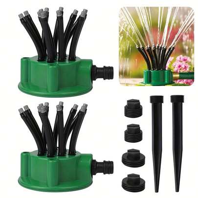 2-Pack 360° Automatic Garden Sprinkler - Adjustable Multi-Head Irrigation System For Lawn, Yard & Plant Watering