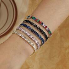 Brazalete de circonita de colores - Joyería elegante y brillante | Brazalete de joyería diaria | Regalo de otoño | Brazalete de mujer | Regalo de joyería para mujer/Regalo de cumpleaños/Joyería de San Valentín/Regalo de Navidad | Suministros para fiestas/Recuerdos/Regalo de graduación