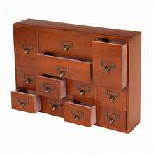 12 Drawers Apothecary Cabinet Library Card Catalog Cabinet Card Catalog Drawer With Metal Handles & Label Slot Wooden Desk Drawer Organizer For Herb Storage, Tea Collection (Brown) - màu nâu - Xem 3