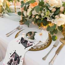 2/4/6/48 Stück Halloween Rosa Haus Muster Weiche Küchentücher/Handtücher, Multifunktional, schnell trocknende Geschirrtücher, geeignet für Küche, Feier, Hochzeit, Dekoration und mehr