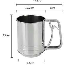 2.5 tazas/3 tazas/5 tazas, Tamizador de harina, Tamizador de acero inoxidable para hornear, Tamizador de malla fina de doble capa, Tamizador de manivela de una mano para azúcar en polvo, Tamiz de harina para hornear pasteles de acero inoxidable: Nuestro tamizador de harina para hornear está hecho de excelente acero inoxidable resistente a la corrosión que es ligero,
