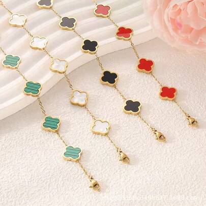1pc Fashionable Clover Flower Bracelet, Luxury Vibe, Wholesale Jewelry Accessory For Women