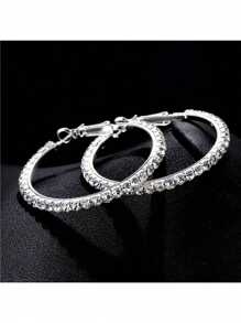 1 Pair Shiny Crystal Hoop Earrings, Colorful Fashion Round Rhinestone Earrings, Party Jewelry Gift