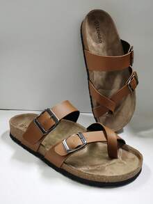 2026 New Criss-Cross Toe Soft Cork Slippers Beach Sandals, Unisex - Light Beige - View 2