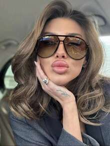 1pc Vintage Oversized Double Bridge Frame Glasses, Versatile For Women, Summer Beach, Outdoor, Travel - Nhiều màu - Xem 1