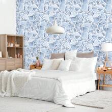 1 卷 - 可移除装饰防水接触纸 - 几何蓝色海洋设计 - 适用于卧室、浴室、橱柜、家居装饰