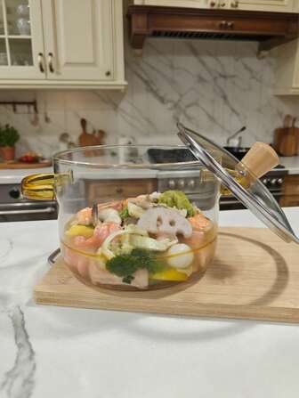 51oz/119oz A Practical High Borosilicate Glass Soup Pot With Handles And A Heat-Resistant Transparent Cooker Can Be Used In Ovens And Stoves. It Is Suitable For Congee, Soup, Pasta, Kitchens And Restaurants. It Is Easy To Clean And Is The Best Companion For Kitchen Cooking