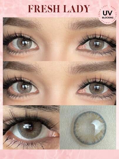 FRESH LADY 1 Pair Adorable Grey Eye Contacts Color Soft Contact Lens Lolite 14.00mm For Daily Wear Cosmetic Lenses Yearly Disposable