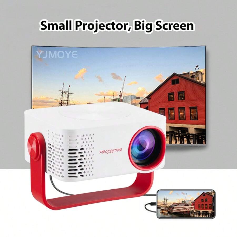 YJMOYE YJMOYE Mini Projektor Tragbar 4K Kinder Filmprojektor 360° Rotation Projektion Kinder Beamer Kabellos Spiegeln Bildschirm Kompatibel mit Android/Apple Handy