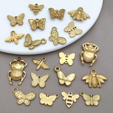 2pcs Gold Stainless Steel Butterfly Bee Charms Metal Flying Incests For Jewelry Making Charms Bracelets Necklaces Crafts Crafting Accessories