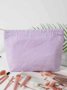 1Pc Fashion Stripe Makeup Bag Waterproof Stripe Cosmetic Bag Women'S Cosmetic Bag Portable Canvas Travel Toiletries Storage Bags Makeup Case Clutch Purse Handbags Small Bag Storage Makeup Case,Candy Colored Handbag,Travelling Bags For Ladies,Sanitary Napkin Bag,Pencil Case Daily Big Large Capacity Makeup Brushes Travel Toiletry Bag - Multicolor - View 12