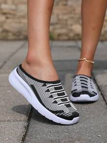 新款半拖一脚蹬女士运动鞋休闲鞋跑步鞋轻便鞋百搭时尚旅游鞋