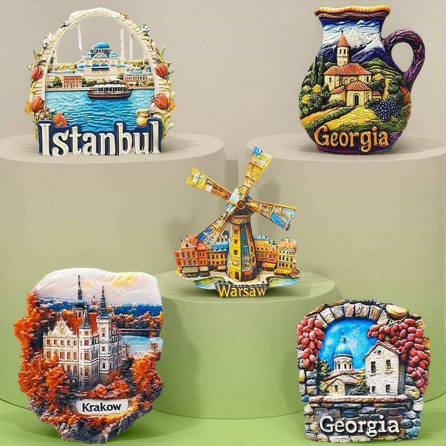 1pc 3D Poland, Turkey, Georgia Fridge Magnet, Travel Souvenir Home Decor Magnetic Refrigerator Sticker - Multicolor - View 1
