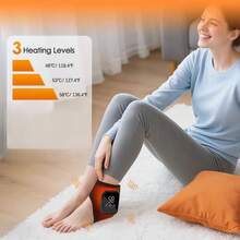 足部和脚踝按摩器，振动和加热，3 种速度模式，液晶显示屏，USB 充电，轮廓设计，便携 - 黑色 - 查看 9