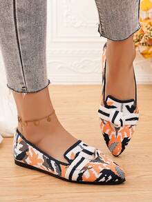 Nowe, modne, siatkowe buty damskie, dzianinowe, płaskie, eleganckie, wsuwane, z noskiem w szpic, z miękką podeszwą, antypoślizgowe, z kokardką i krzyżującymi się paskami, z kwiatowym wzorem