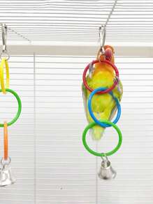 1 szt. Wielokolorowa zabawka wspinaczkowa dla papugi, z kolorowymi pierścieniami - wytrzymały plastikowy hamak, odpowiedni do żucia i zabawy, idealny dla małych papug i ptaków, zabawka dla papugi
