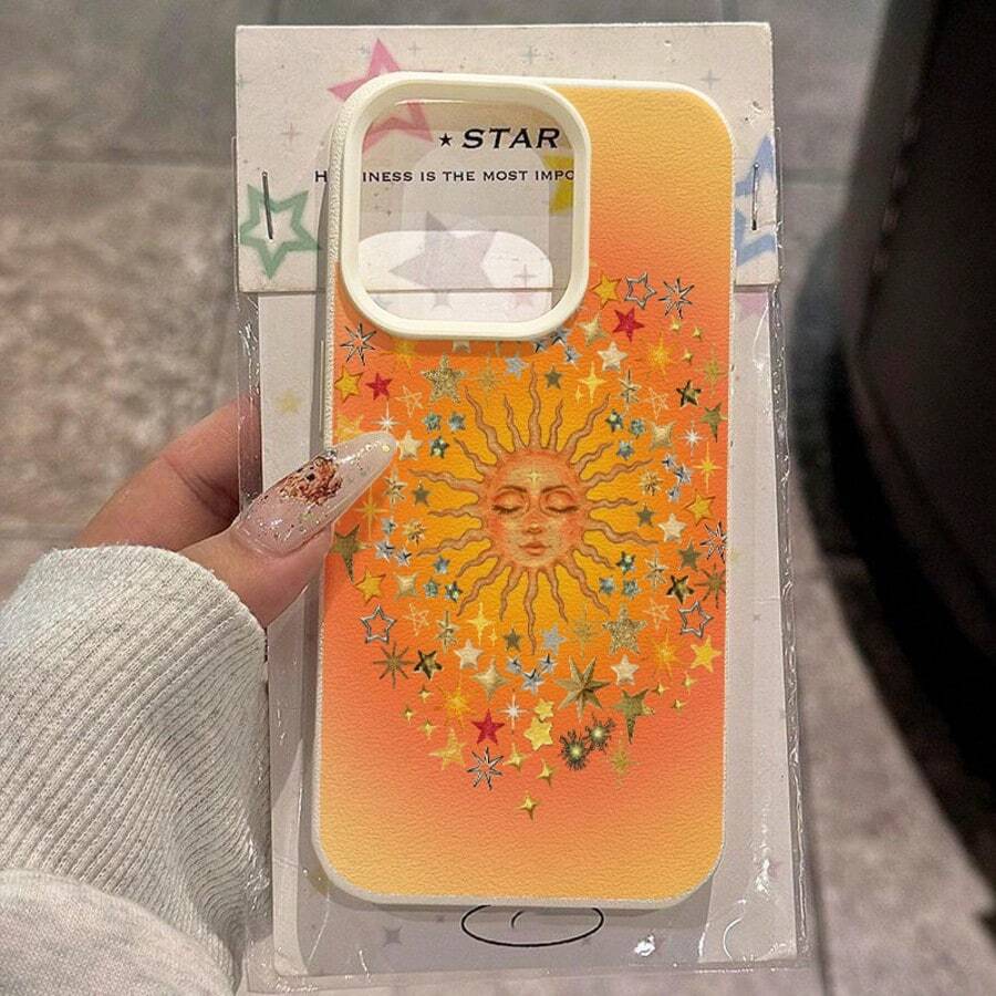 1pc TPU Material Bohemian Vintage Style Face Pattern Phone Case Compatible With IPhone//Redmi Phones - White - View 1