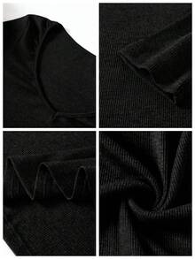 女士 V 领修身紧身连衣裙，性感可爱风格