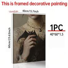 1 buc cadru opțional retro gotic întunecat liliac poster, pictură în ulei pentru fată cu liliac, artă murală pe pânză impermeabilă, artă murală cadou, living, dormitor, baie, birou, coridor, bucătărie decorare casă decorare Halloween decorare toamnă decorare cameră decorare.