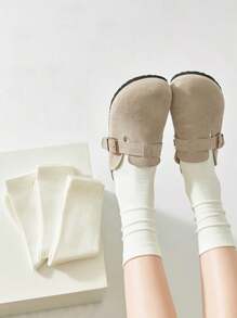 1/3/5/10/15/20 Pairs Women White Wide Mouth Comfortable Simple Maternity Socks, Moisture-Wicking Mid-Calf Socks