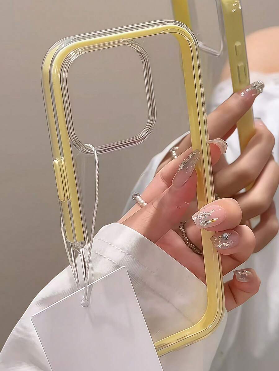 Apple Smart Fashion Phone Case With A High-End Feel, A Three-In-One Thickened And Hard Material, A Colorful Solid Color Frame, A Personalized Creative Pink, White, Black, Blue, Green, Minimalist Simple Fall Protection Full Coverage Transparent Feeling Colorful Phone Case Waterproof Shockproof Anti-Fall Scratch Resistant