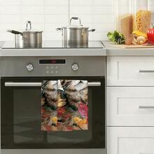 Toalla, toalla de mano con gato en hojas de arce, trapo de cocina, paño de limpieza, toalla, pañuelo, toalla decorativa, acento perfecto para la cocina y el comedor, adecuado para la cocina, el comedor, el hotel, la fiesta - Multicolor - Ver 4