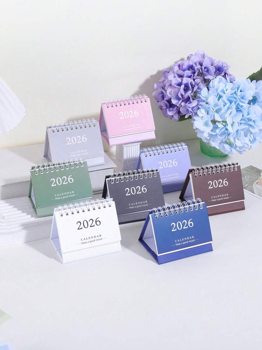 1pc Retro Desk Calendar 2026, Creative Spiral Design Small Desk Calendar - Daily Time Planning Markers, Comes With Memo Writing, Home & Teacher Office Desk Ornament Decoration, Fashion School Supplies, Gifts For Friends - Multicolor - View 1
