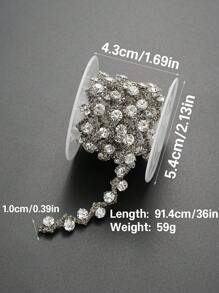 91.44 厘米/36 英寸闪亮水晶水钻链饰，闪亮钻石丝带贴花适用于 DIY 缝纫、新娘礼服、服装装饰、婚礼工艺品、时尚珠宝配饰 - 1 厘米宽